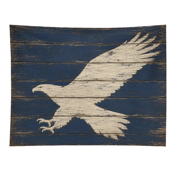 RKSupls Weathered Wood Eagle Silhouette Navy Blue Polyester Wall Tapestry Anti Wrinkle Art Hanging Decor for Bedroom Living Room Home Holiday Decoration Gift