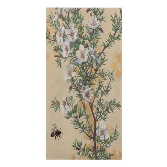 RKSupls White Blooms Bee Microfiber Beach Towel Absorbent Compact Towels for Swimming Pool Beach Travel Things for Vacation Essentials Adult Gift,61.4×30.3Inch