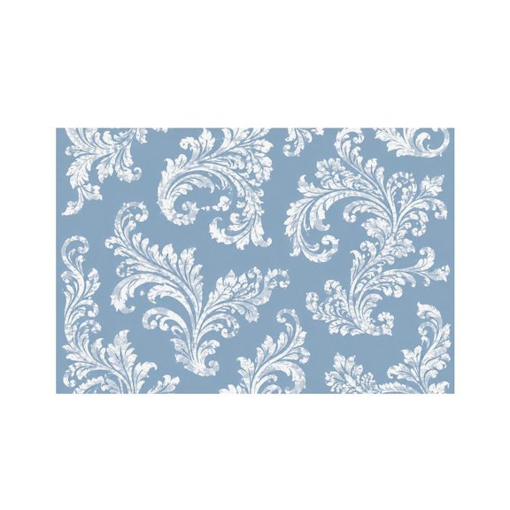RKSupls White Scroll Corner Blue Pattern Linen Placemats 30x45cm Straight Edge Stain Resistant Washable Non-Slip Table Mats Table for Kitchen Dining Room Home