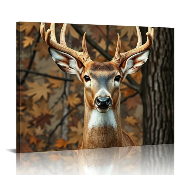 RKSupls Whitetail Deer Autumn Forest Canvas Wall Art, Rustic Wildlife Wall Decor Print, Modern Artwork for Living Room Bedroom Office Home Decor