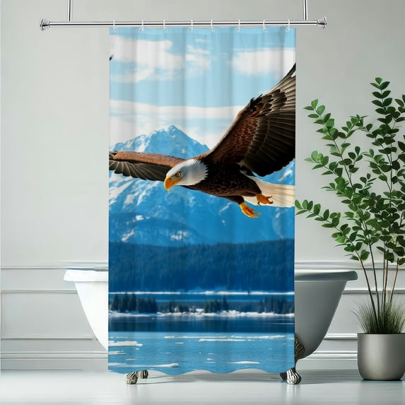 RKSupls Wildlife Eagle Shower Curtain, Valentine's Day Waterproof Shower Curtain with Hooks for Home Bathtub Bathroom Decor Washable Fabric Curtains,90x180cm