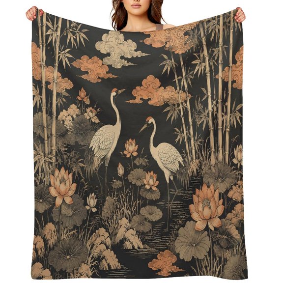 RKSupls Willow Boaton Moonlit Lake Soft Flannel Throw Blanket, Lightweight Fuzzy Warm Cozy Blanket for Couch Bed Home Travel Decor