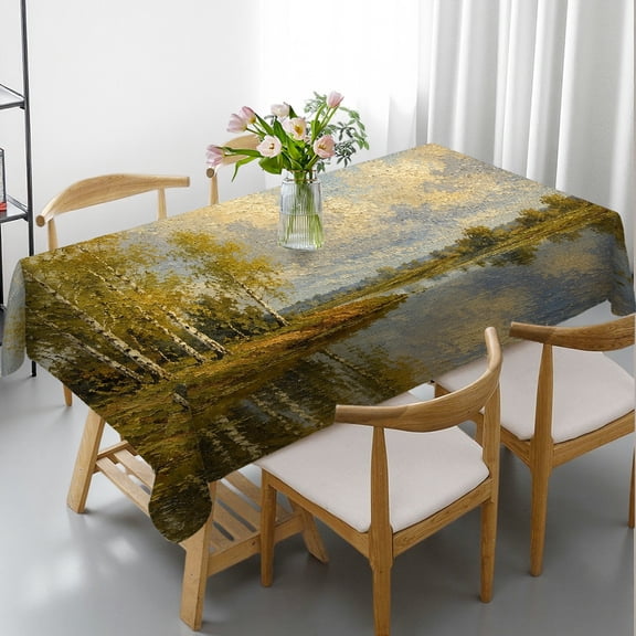 RKSupls  Windmillat Golden Hour Print Rectangle Dining Tablecloth, Holiday Party Tablecloth Machine-Made, Windmillat Golden Hour