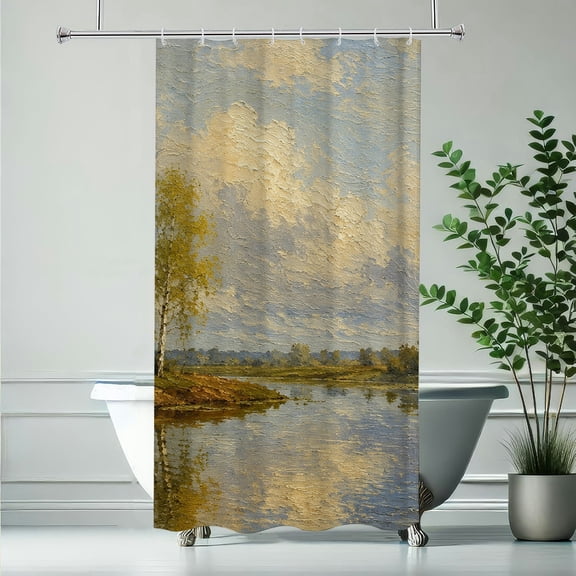 RKSupls Windmillat Golden Hour Waterproof Shower Curtain Polyester Shower Curtain with Hooks for Chic Elegant Home Bathtub Bathroom Decor Washable