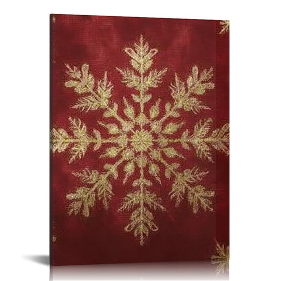 RKSupls Winter Gold Snowflakes Canvas Wall Art, Canvas Prints Wall Art for Living Room Bedroom Stairway Office, Art Print Painting for Home Decorations,12x16in