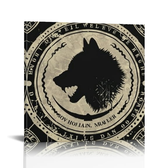 RKSupls Wolf Circle Emblem Vintage  Home Wall Art, Canvas Art,  Canvas Print Bathroom Bedroom Kitchen Dining Room Home Office  Wall Decor Prints