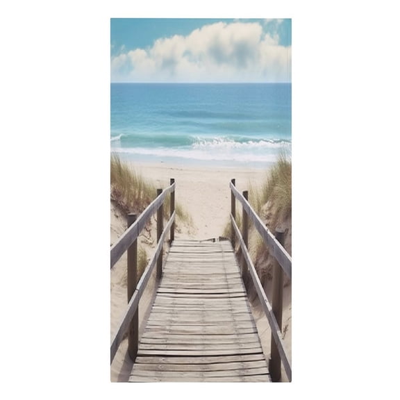 RKSupls Wooden Boardwalk Sandy Beach Microfiber Beach Towel Absorbent Compact Towels for Swimming Pool Beach Travel Things for Vacation Essentials Adult Gift,61.4×30.3Inch