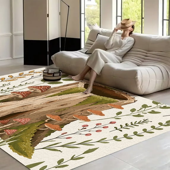 RKSupls Woodland Tree Stump Mushroom Moss Soft Fluffy Velvet Area Rug ...