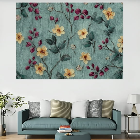 RKSupls Yellow Floral Tapestry,Home Tapestry Suitable for Hanging for Decorative Wall Hanging, Decorative Bedroom, Living Room Decoration - 60x40in