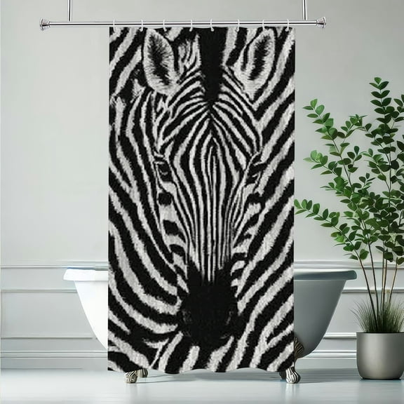 RKSupls Zebra Print Shower Curtain, Valentine's Day Waterproof Shower Curtain with Hooks for Home Bathtub Bathroom  Decor Washable Curtains,90x180cm