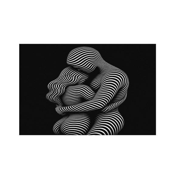 RKSupls Zebra Stripe Embrace Figure Linen Placemats 30x45cm Straight Edge Stain Resistant Washable Non-Slip Table Mats Table for Kitchen Dining Room Home