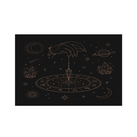 RKSupls Zodiac Pendulum Hand Crystal Planet Linen Placemats 30x45cm Straight Edge Stain Resistant Washable Non-Slip Table Mats Table for Kitchen Dining Room Home