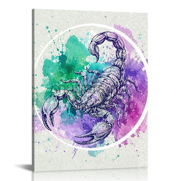 RKSupls Zodiac Scorpio Watercolor Ready to Hang, Canvas Wall Art, Modern Art Bathroom Bedroom Kitchen Staircase Wall Decor Prints