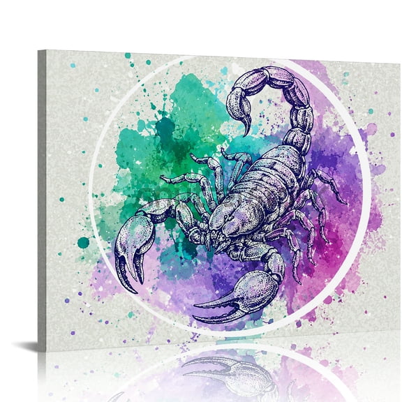 RKSupls Zodiac Scorpio Watercolor Wall Art Canvas Print, Modern Wall Decor, Ready to Hang Bathroom Bedroom Kitchen Hallway Wall Decor Prints
