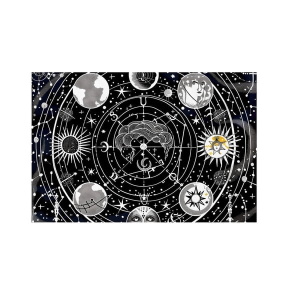 RKSupls Zodiac Stars Mystical Linen Placemats 30x45cm Straight Edge Stain Resistant Washable Non-Slip Table Mats Table for Kitchen Dining Room Home