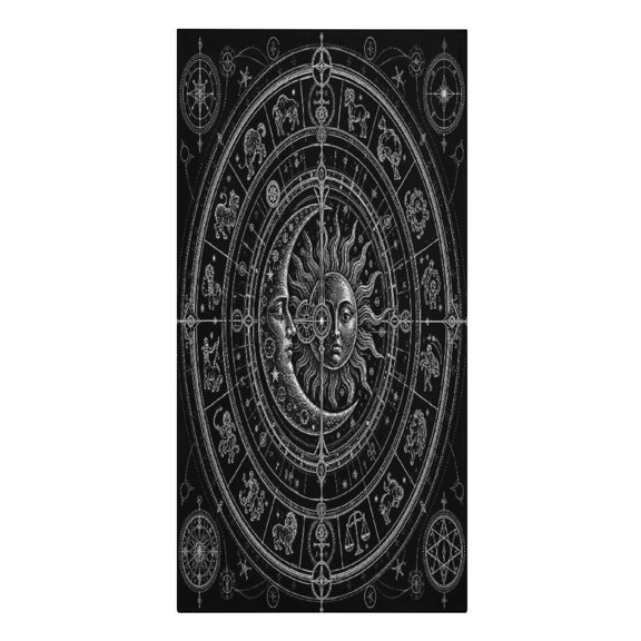 RKSupls Zodiac Wheel Sun Moon Faces Microfiber Beach Towel Absorbent Compact Towels for Swimming Pool Beach Travel Things for Vacation Essentials Adult Gift,61.4×30.3Inch