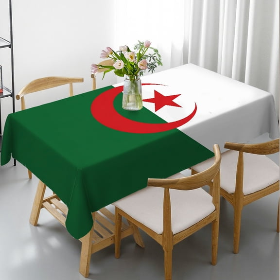 RKSupls algerian national flag Rectangle Dining Tablecloth, Machine-Made - Holiday Party Tablecloth Rectangle Dining Tablecloth, Kitchen Picnic Party