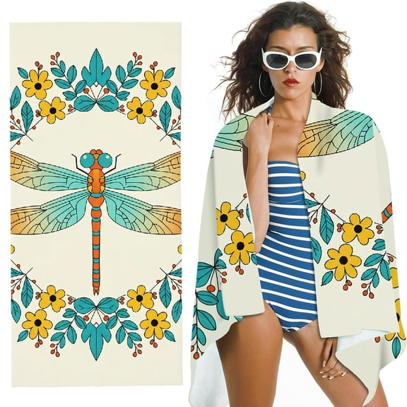 RKSupls boho bug butterfly Quick Dry Sand-Free Large Pool Beach Towel for Travel
, Ultra-Soft Microfiber for Bathroom, beach, Soft Super Absorbent- 30x60 in