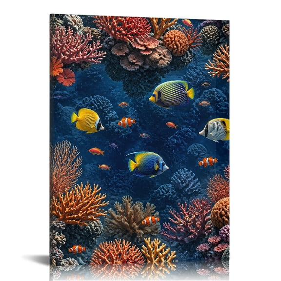 RKSupls colorful coral reef fish tropical underwater  Modern Art,  Canvas Print, Canvas Wall Art Bathroom Bedroom Kitchen Wall Decor Prints