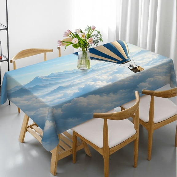 RKSupls - hot air balloon cloud mountain sky adventure Print, Kitchen Accessories Polyester Tablecloths Tablecloths for dining table, Cafe, dinner, picnic