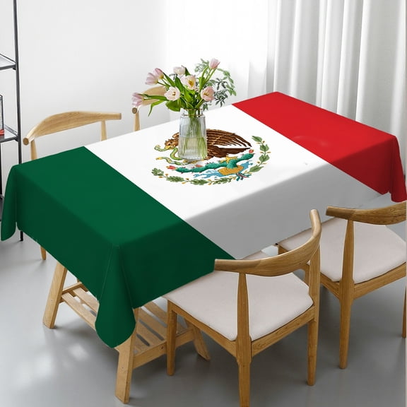 RKSupls mexico flag Rectangle Dining Tablecloth, Holiday-Themed Design - Polyester Tablecloths Rectangle Dining Tablecloth, Kitchen Picnic Party