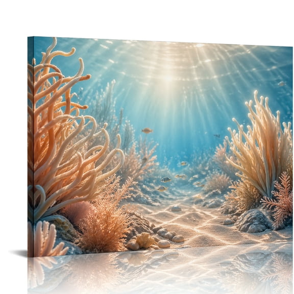 RKSupls underwater coral reef sunlight ocean scene  Ready to Hang,  Bathroom Wall Art,  Modern Wall Decor Bathroom Bedroom Kitchen Wall Decor Prints