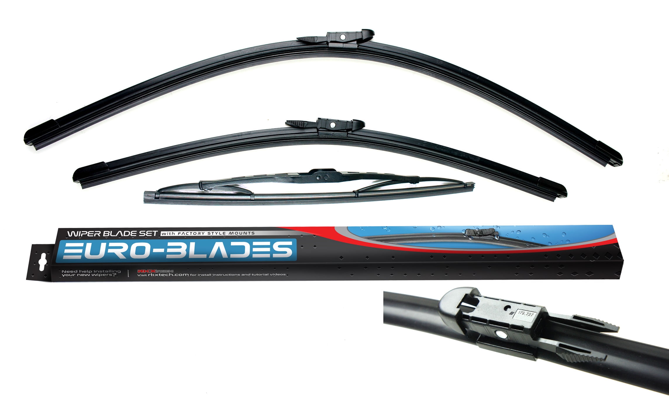 RKX Front + Rear Windshield Wiper Blades Set of 3 for Audi A3 24 19 13 ...