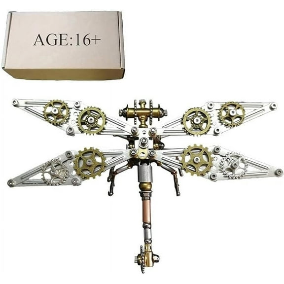 RKXQT 3D Metal Model Kits, 3D Metal Steampunk Mechanical Dragonfly Kit 3D Jigsaw, 200+ Pieces 3D Laser Puzzle DIY Assembly 3D Metal Model for Adults
