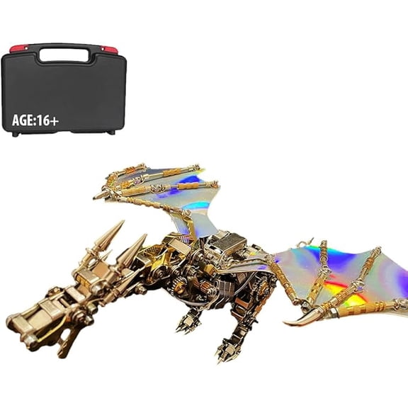 RKXQT 3D Metal Puzzle for Adults, 3D Metal Dragon Model Kit, 3D Metal Steampunk Mechanical Dragon 3D Puzzle Kit 3D Jigsaw Puzzle, 600+PCS DIY Assembly 3D Metal Animal Model Gift