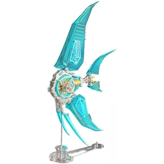 RKXQT 3D Metal Puzzle Fish Model with Fins, DIY Assembly Mechanical Fish Metal Jigsaw Puzzle for Adults to Build, Steampunk Puzzle Animal Desktop, 529+PCS (Standard Edition - Blue)