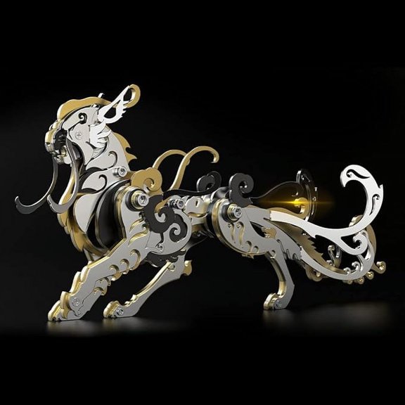 RKXQT 3D Metal Puzzle Model Kits, 3D Metal Steampunk Mechanical Tiger Kit 3D Jigsaw Puzzle, 88 Pieces 3D Laser Puzzle DIY Assembly 3D Metal Model for Adults