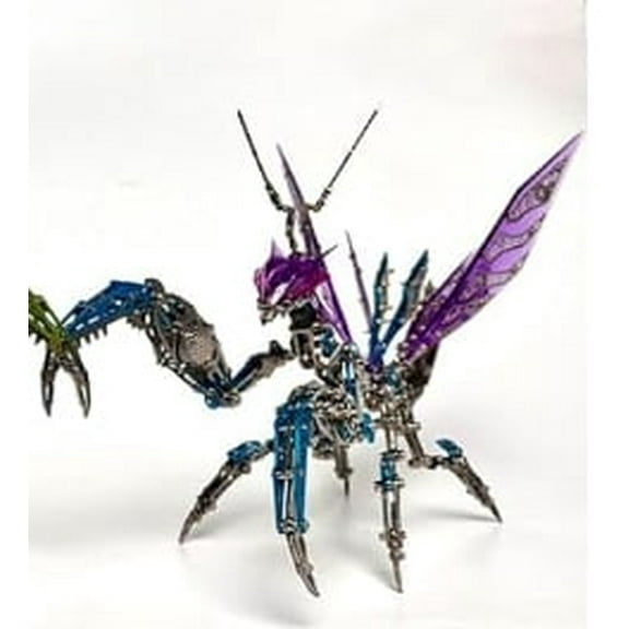 RKXQT 3D Metal Puzzles for Adults, 2-Pack Giant Mantis Model Kit - Steampunk DIY Ornament - Assembly Jigsaw Crafts Brain Teaser - Perfect Room Decor and Gift Choice(1200+PCS,  Purple)