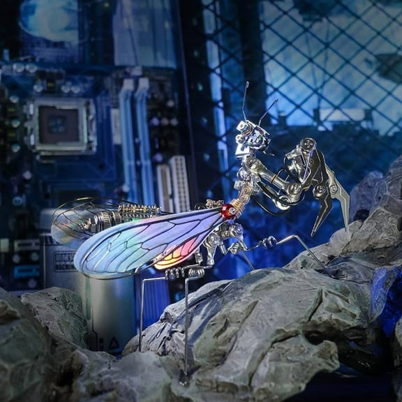 RKXQT 3D Metal Puzzles for Adults Vintage Steampunk Style Unique Gift for Men Challenging DIY 3D Model Kit Birthday Gift for Him Metal Art with Assembly Tools (Mantis)