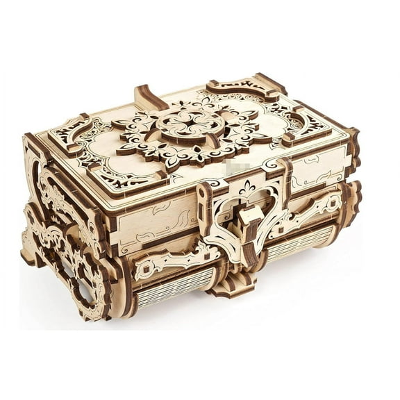 RKXQT 3D Wooden Puzzles Box - 3D Puzzle Antique Wooden Box Wooden Model Kits for Adults - Laser-Cut Mechanical Model Construction Kit