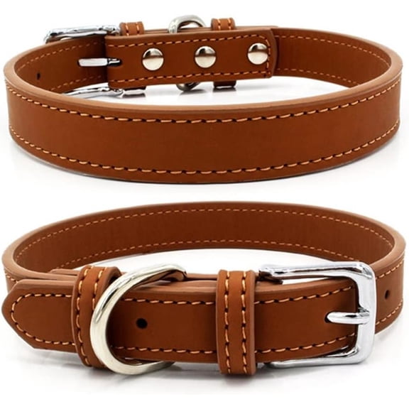 RKXQT 5 Colors PU Small Dogs Collars XS-M Adjustable Zinc Alloy Solid Color Puppy Collar Comfortable Durable Pets Supplies Accessories(Color : A Size : 27-33cm)