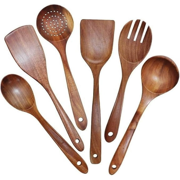 RKXQT 6 piece set Kitchen Utensils Sets Wooden Spatula Spoon Set Kitchenware Tools for Kitchen Accessories Utensils Convenience Appliances