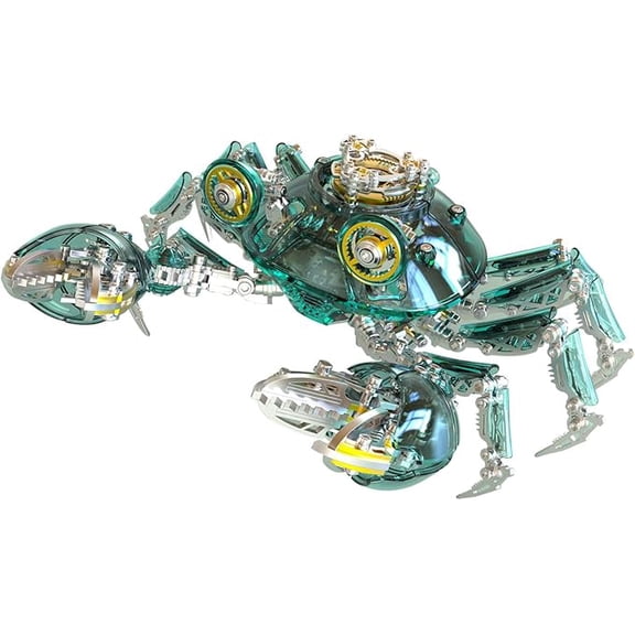 RKXQT Aetheria 3D Metal Puzzle Crab Model Kits for Adults, Mechanical Animal Assembly Kits, 666 Pieces Creative Crab Brain Teaser Puzzle for Home Decor, DIY Collectors & Enthusiasts Color: Green