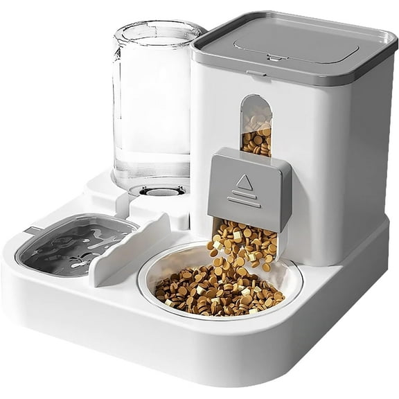 RKXQT Automatic Cat Feeders - Cat Feeder Automatic with Ceramic Bowl, Cat Automatic Feeder for Small Medium Kitten Puppy Pets, Gray