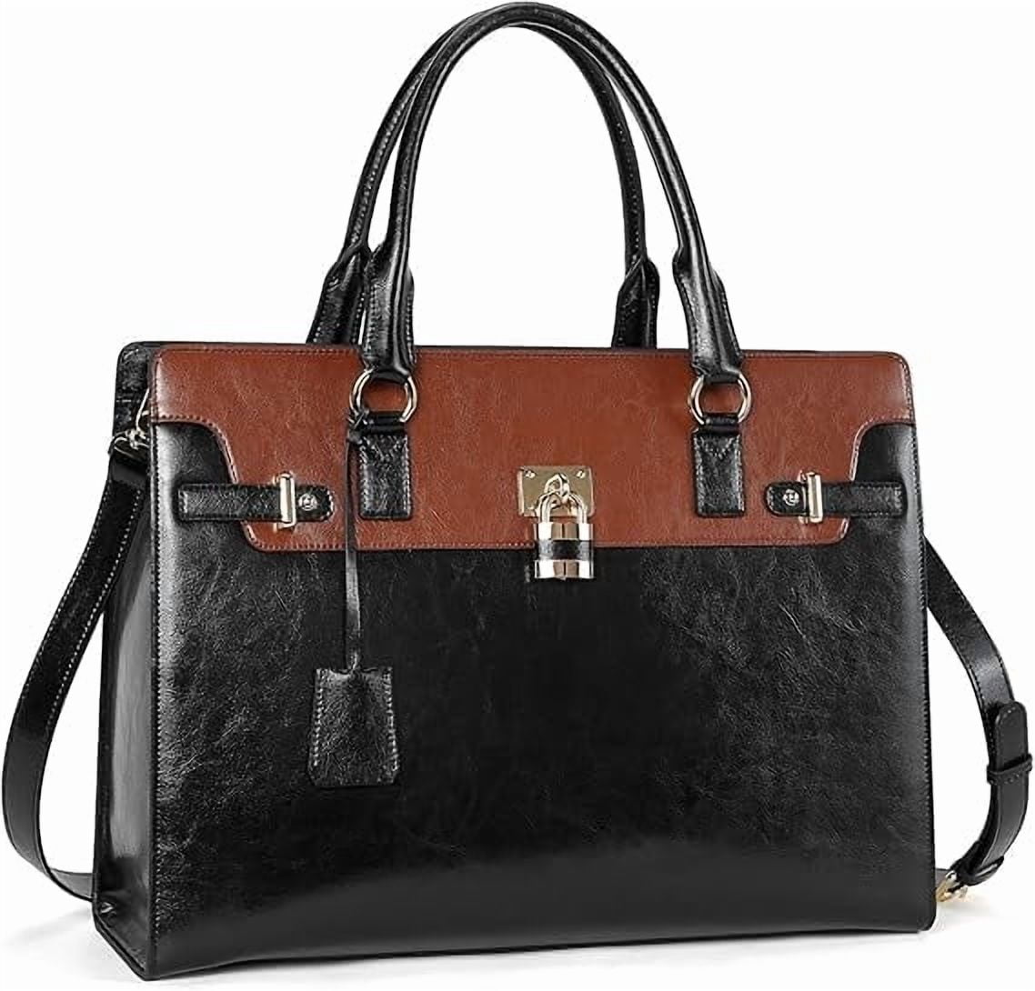 RKXQT Briefcase for Women 15.6 inch Leather Laptop Bag Vintage Slim Lawyer Business Bag Stylish Work Purse