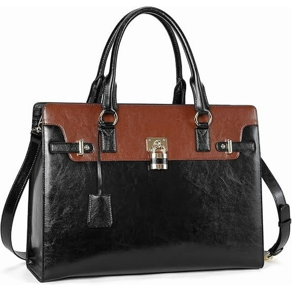 RKXQT Briefcase for Women 15.6 inch Leather Laptop Bag Vintage Slim Lawyer Business Bag Stylish Work Purse