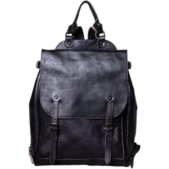 RKXQT Briefcases Mens Backpacks Genuine Leather Computers Bags Casual Daypack Luggage Travel Bags Laptop Bags(Black)