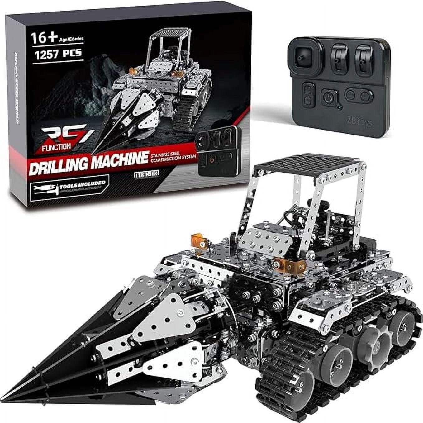 RKXQT Building Sets Stem Assembly Metal 3-D Puzzle Model Car Building Kit Construction Set Toys Electric Remote Control Drilling Machine 1257PCS/Included Motor