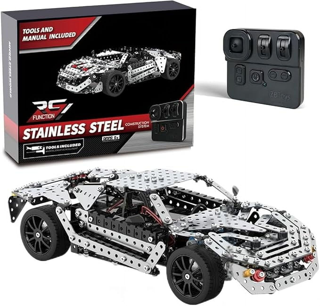 RKXQT Building Sets Stem Assembly Metal 3-D Puzzle Off-Road Model Car Building Kit Construction Set Toys Assembly RC Metal Racing Car 867PCS/Included Motor