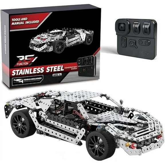 RKXQT Building Sets Stem Assembly Metal 3-D Puzzle Off-Road Model Car Building Kit Construction Set Toys Assembly RC Metal Racing Car 867PCS/Included Motor