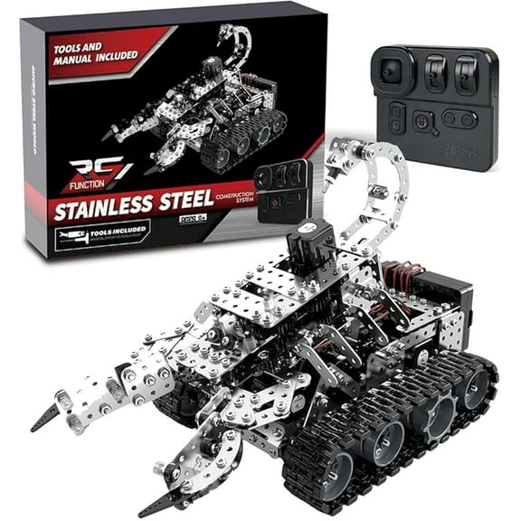 RKXQT Building Sets Stem Assembly Metal 3-D Puzzle RC Scorpion Tank Assembly Model Kit Construction Set Toys 1034PCS/Included Motor