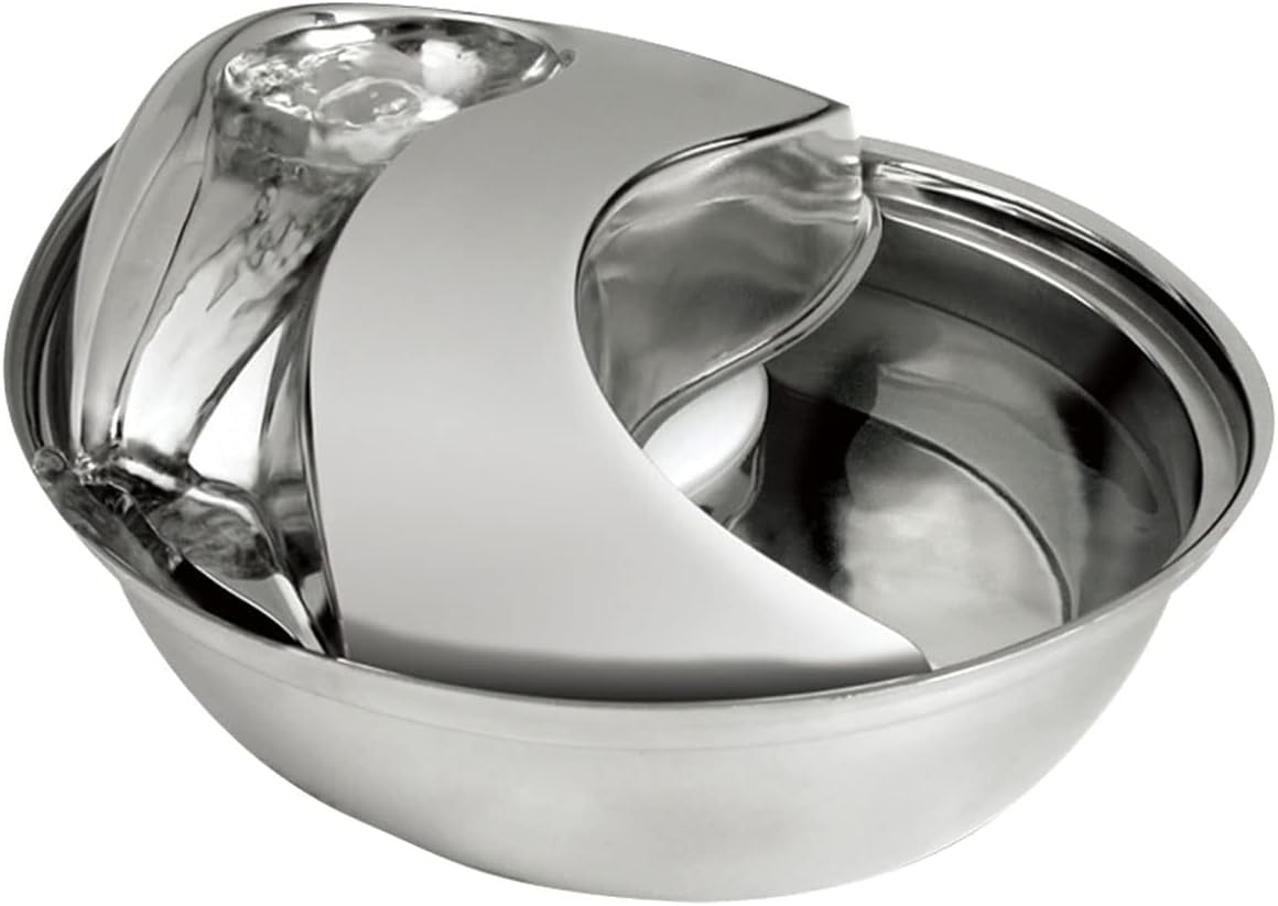 RKXQT Cat Water Fountain Stainless Steel,Pet Fountain Dog Water Dispenser, Pet Drinking Fountain with Replacement Filters for Cats Dogs, Automatic Cat Dog Fountain