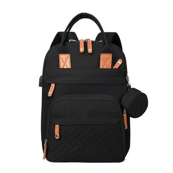 RKXQT Diaper Bag Backpack, Multifunction Travel Pack Maternity Baby Changing Bags, Large Capacity, Waterproof, Black Leopard