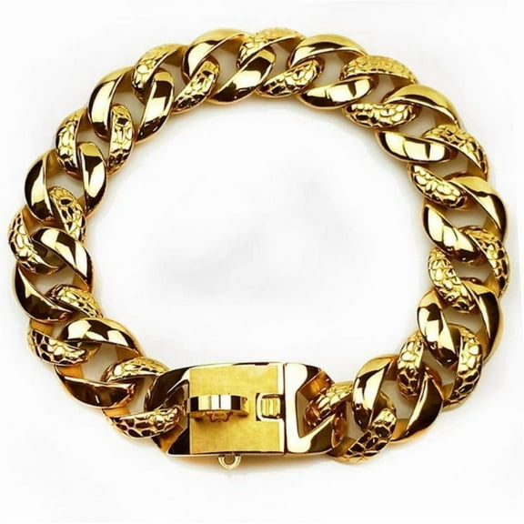 RKXQT Dog Traction Rope 32mm Stainless Steel Large Dog Collar Leash Gold Chain Super Quality Pitbull Bulldog-32mm Collar_5XL 32mmX75cm