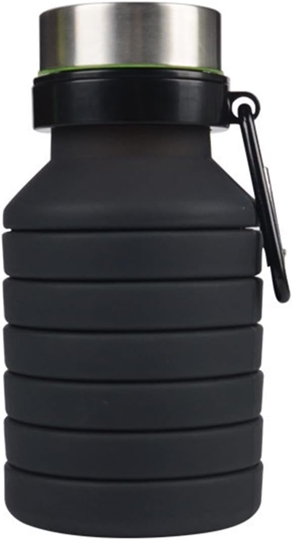 RKXQT Drinking Glasses Silicone Collapsible Water Bottles Travel Folding Portable Kettle My Foldable Drink Bottle (Color : Black)
