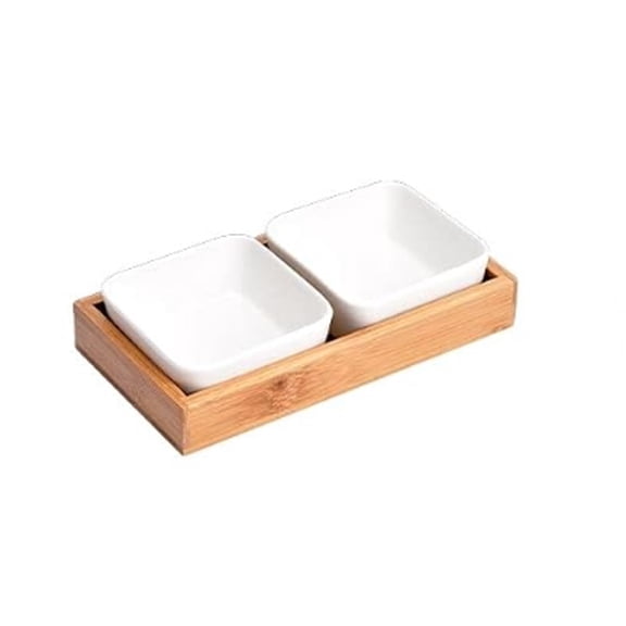 RKXQT Fruit Bowl Ceramic Grid Fruit Snack Plate Serving Platter Japanese Small Dish with Tray Japanese-Style Ceramic Bamboo Fruit Nuts Plate Fruit Dish 2 pieces
